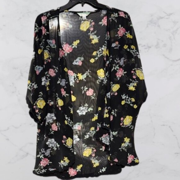 Decree Size L Floral Sheer Kimono Cardigan - Picture 1 of 3